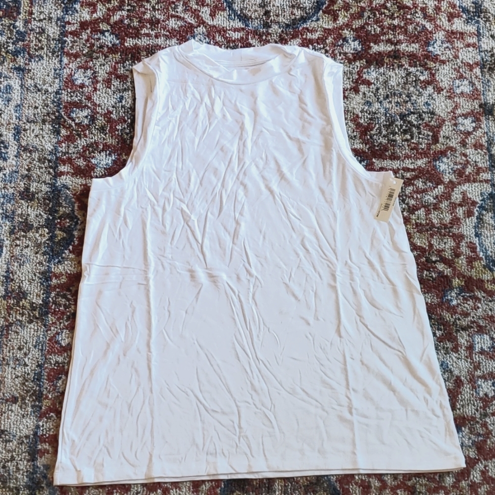 Basic Daily Ritual white relaxed jersey sleeveless tunic t-shirt top shirt